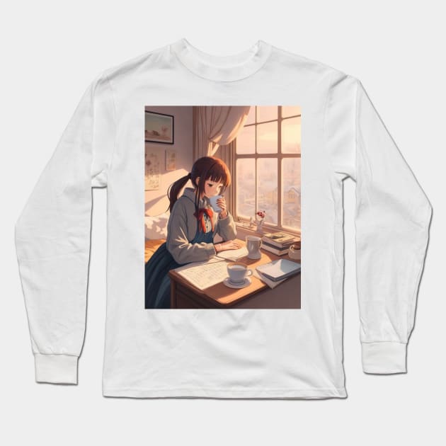 Morning coffee. Long Sleeve T-Shirt by MeriemBz